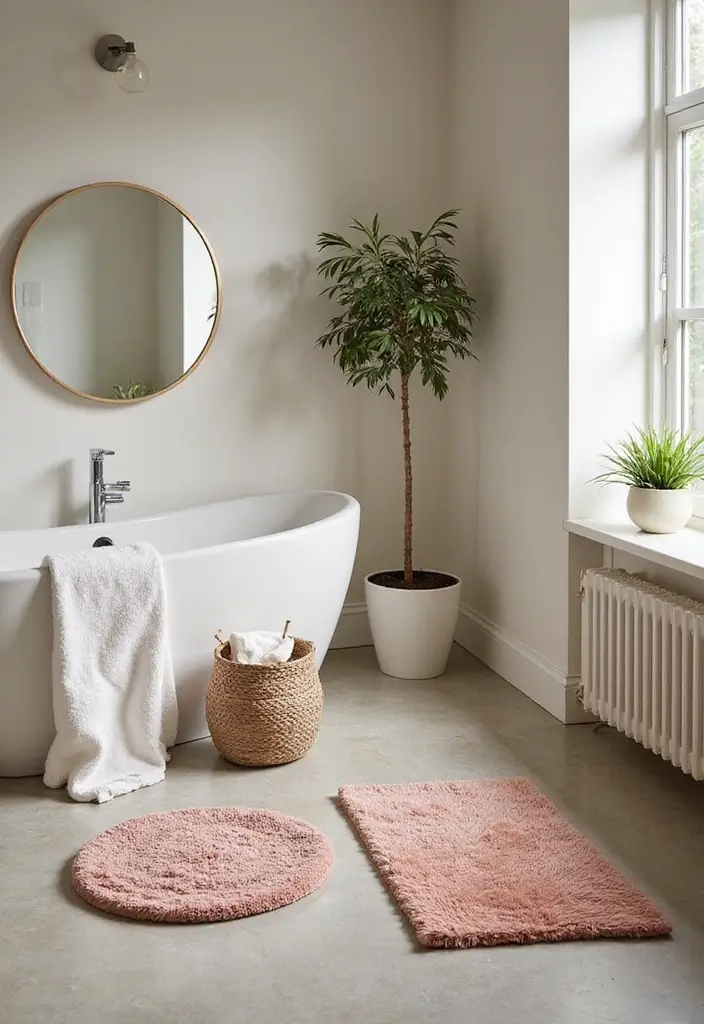 29 Layered Bathroom Rug Ideas That Wow 12 29 Layered Bathroom Rug Ideas That Wow - 12. Spa-Like Serenity