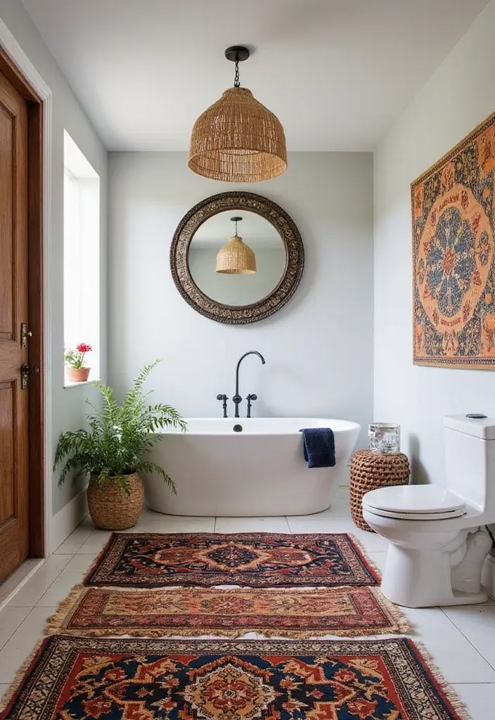 29 Layered Bathroom Rug Ideas That Wow 15 29 Layered Bathroom Rug Ideas That Wow - 15. Cultural Inspirations