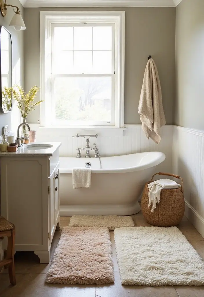 29 Layered Bathroom Rug Ideas That Wow 2 29 Layered Bathroom Rug Ideas That Wow - 2. Plush Layered Comfort