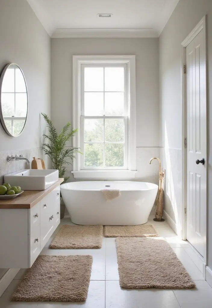 29 Layered Bathroom Rug Ideas That Wow 7 29 Layered Bathroom Rug Ideas That Wow - 7. Minimalist Layers