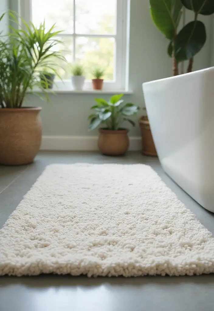 29 Long Bathroom Rugs That Add Comfort and Style 1 29 Long Bathroom Rugs That Add Comfort and Style - 1. Organic Cotton Bliss
