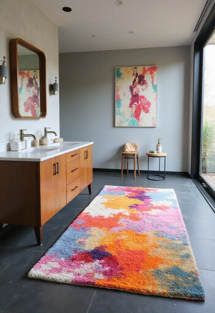 29 Long Bathroom Rugs That Add Comfort and Style 11 29 Long Bathroom Rugs That Add Comfort and Style - 11. Artistic Abstract Patterns