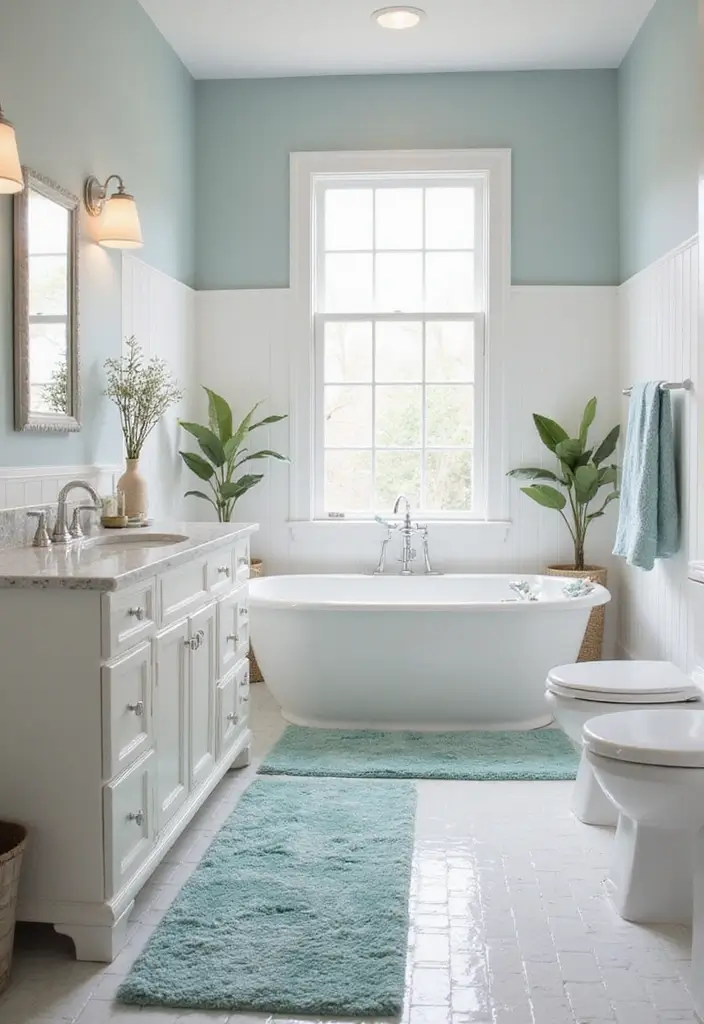 29 Long Bathroom Rugs That Add Comfort and Style 18 29 Long Bathroom Rugs That Add Comfort and Style - 18. Coastal Inspired Rugs