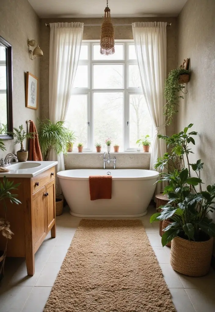 29 Long Bathroom Rugs That Add Comfort and Style 2 29 Long Bathroom Rugs That Add Comfort and Style - 2. Bohemian Style with Jute