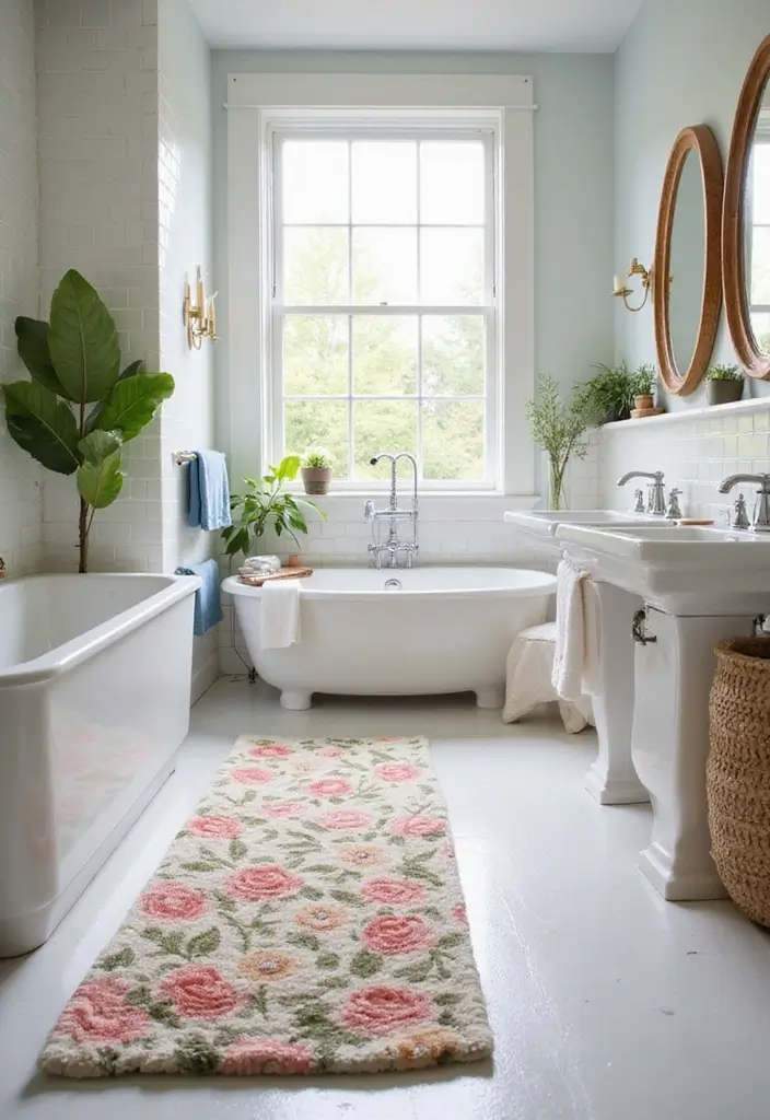 29 Long Bathroom Rugs That Add Comfort and Style 27 29 Long Bathroom Rugs That Add Comfort and Style - 27. Floral Fantasy