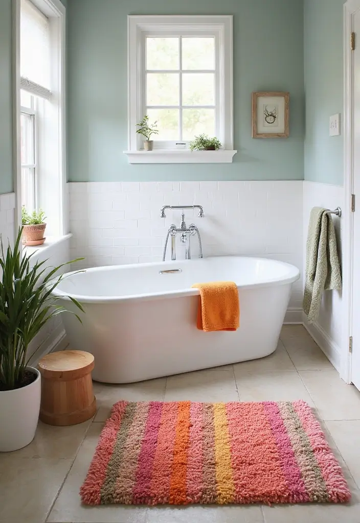 29 Long Bathroom Rugs That Add Comfort and Style 5 29 Long Bathroom Rugs That Add Comfort and Style - 5. Colorful Chenille Comfort