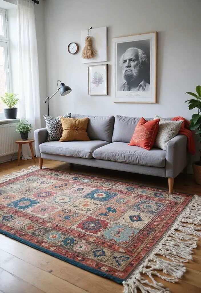 29 Rug Ideas to Match a Grey Couch Effortlessly - 6. Textured Layering