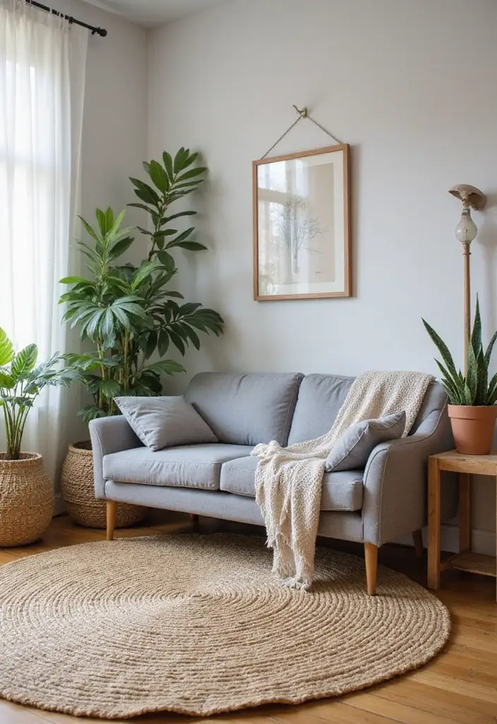 29 Rug Ideas to Match a Grey Couch Effortlessly - 7. Natural Fiber Rugs