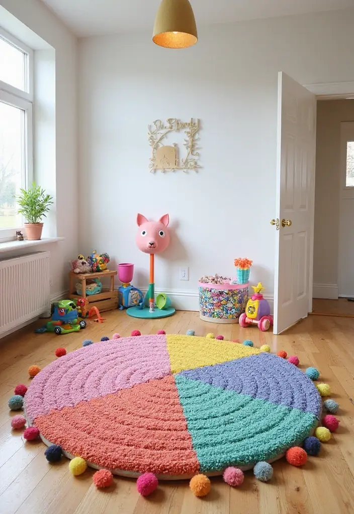 29 Tufted Rug Ideas That Add Personality to Any Room 10 29 Tufted Rug Ideas That Add Personality to Any Room - 10. Playful Pom Poms