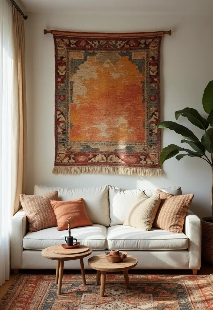 29 Wall Hanging Rug Ideas for Artistic Living Rooms 29 29 Wall Hanging Rug Ideas for Artistic Living Rooms - 29. Reflect Your Journey