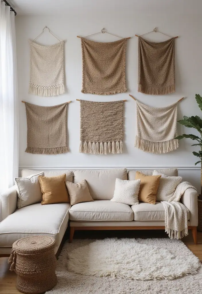 29 Wall Hanging Rug Ideas for Artistic Living Rooms 7 29 Wall Hanging Rug Ideas for Artistic Living Rooms - 7. Monochromatic Magic