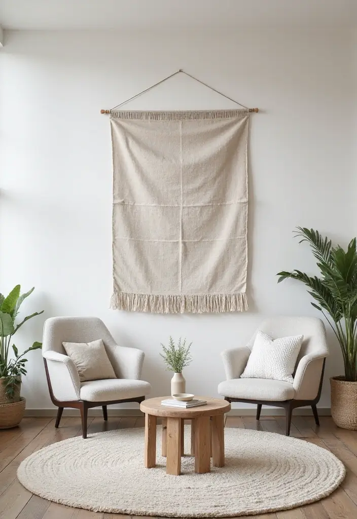 29 Wall Hanging Rug Ideas for Artistic Living Rooms 9 29 Wall Hanging Rug Ideas for Artistic Living Rooms - 9. Minimalist Aesthetics