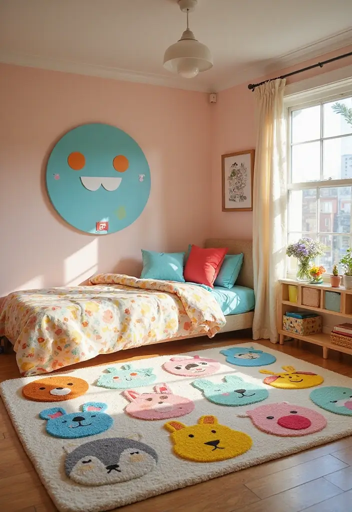 30+ ACNH Rug Ideas You’ll Want to Copy 11 30+ ACNH Rug Ideas You’ll Want to Copy - 11. Cute Animal Faces for Kids' Rooms