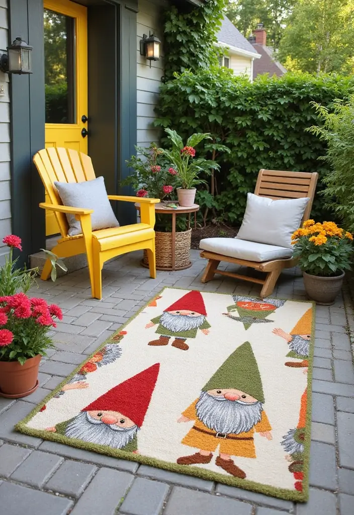 30+ ACNH Rug Ideas You’ll Want to Copy 15 30+ ACNH Rug Ideas You’ll Want to Copy - 15. Garden Gnome Fun Rug