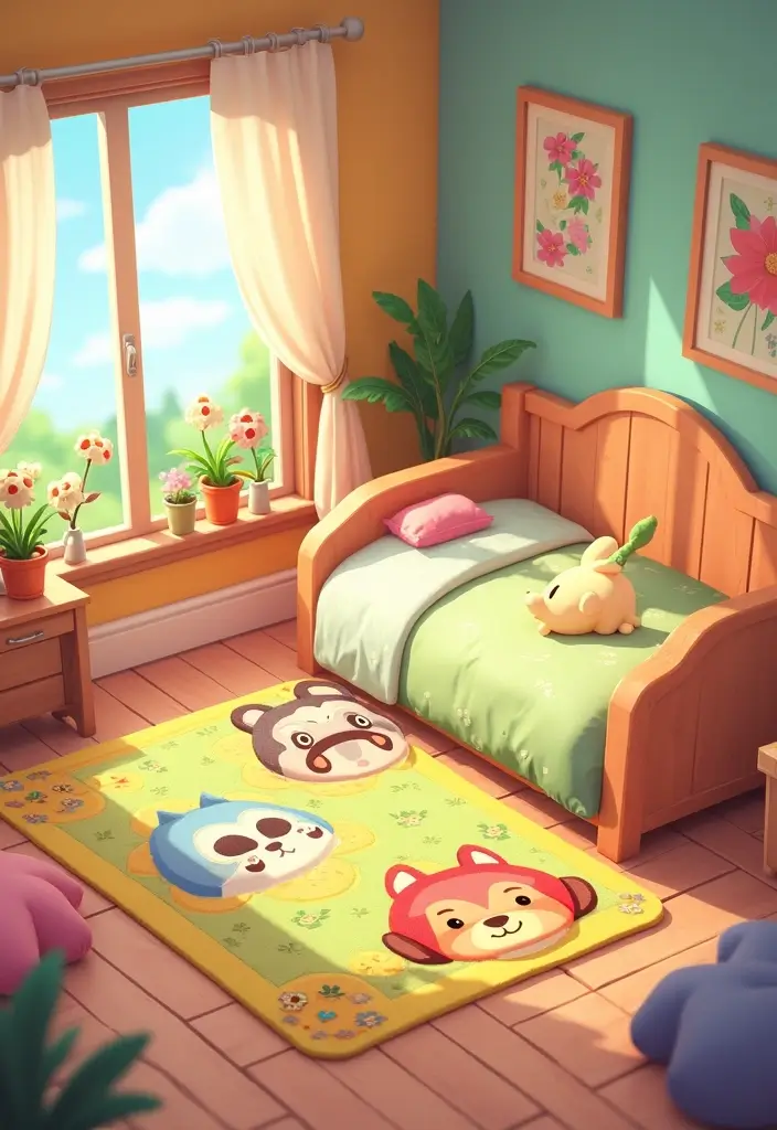 30+ ACNH Rug Ideas You’ll Want to Copy 22 30+ ACNH Rug Ideas You’ll Want to Copy - 22. Charming Animal Pals Rug