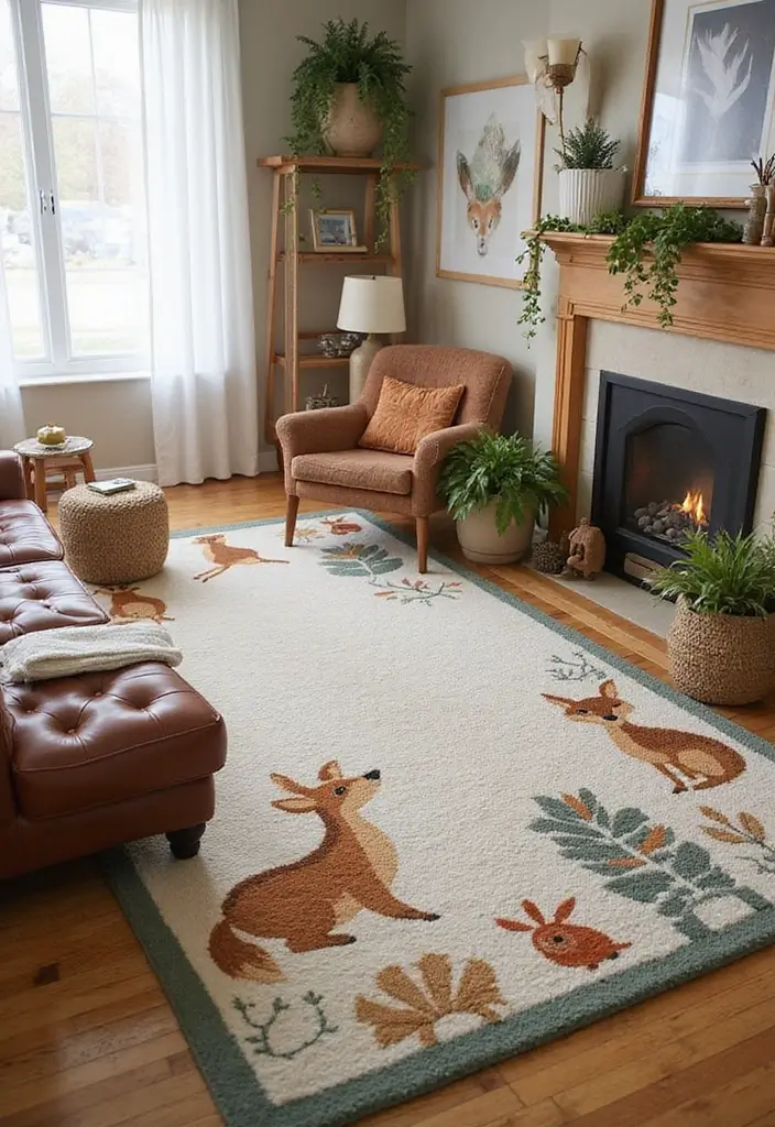 30+ ACNH Rug Ideas You’ll Want to Copy 26 30+ ACNH Rug Ideas You’ll Want to Copy - 26. Woodland Creatures for Nature Lovers