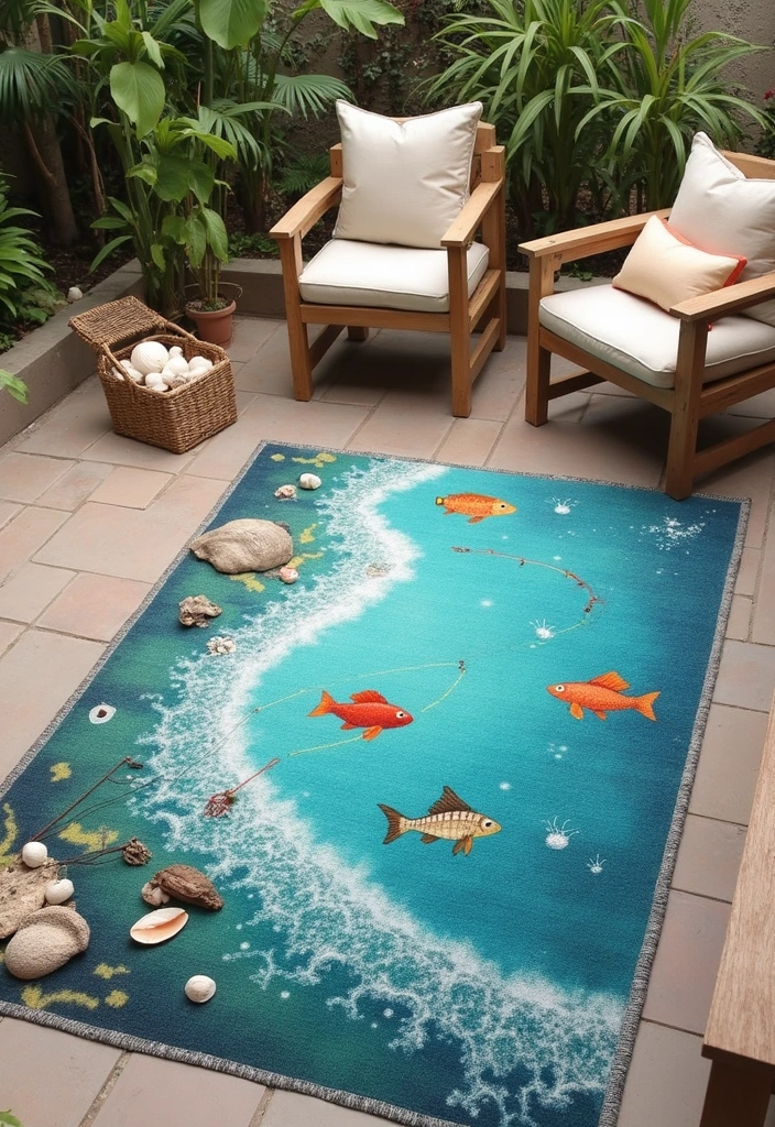 30+ ACNH Rug Ideas You’ll Want to Copy 4 30+ ACNH Rug Ideas You’ll Want to Copy - 4. Fishing on the Beach Rug