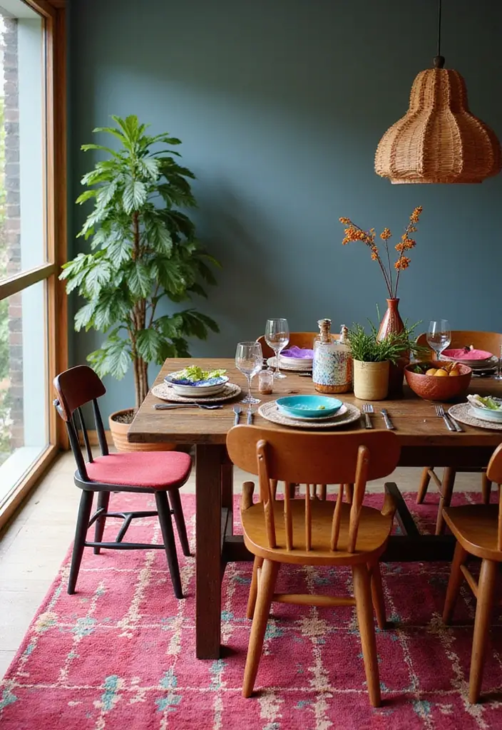 30 Dining Room Rug Ideas for Dark Wood Tables - 10. Hand-Dyed Rugs