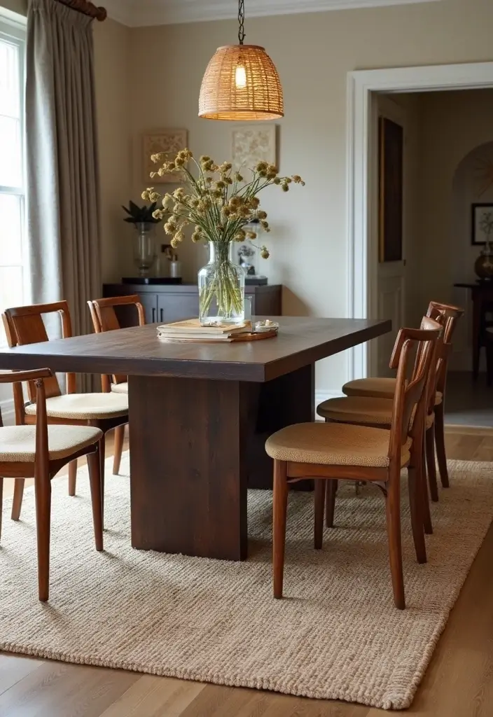 30 Dining Room Rug Ideas for Dark Wood Tables - 7. Eco-Friendly Wool Rugs