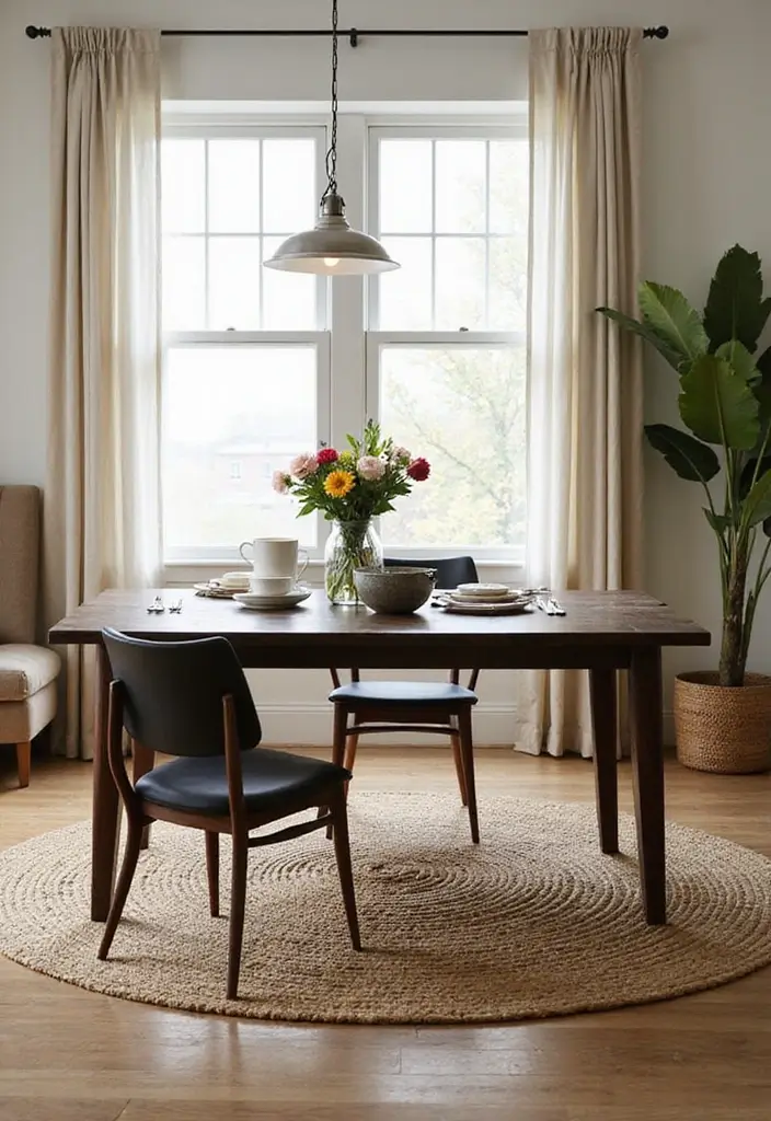 30 Dining Room Rug Ideas for Dark Wood Tables - 9. Natural Fiber Rugs