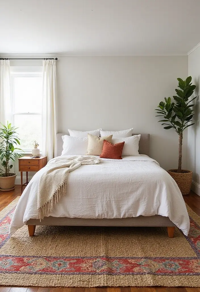 30+ Dreamy Bedroom Rug Ideas for a Cozy Retreat 1 30+ Dreamy Bedroom Rug Ideas for a Cozy Retreat - 1. Bohemian Chic: Layered Textures