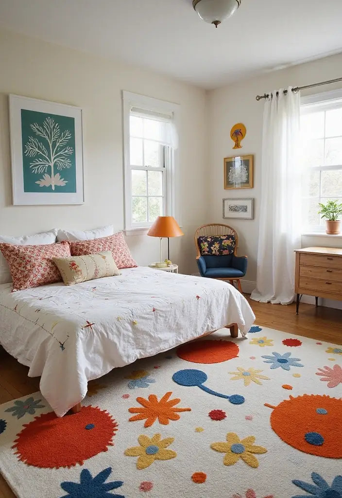 30+ Dreamy Bedroom Rug Ideas for a Cozy Retreat 13 30+ Dreamy Bedroom Rug Ideas for a Cozy Retreat - 13. Whimsical Designs: Playful Spirit