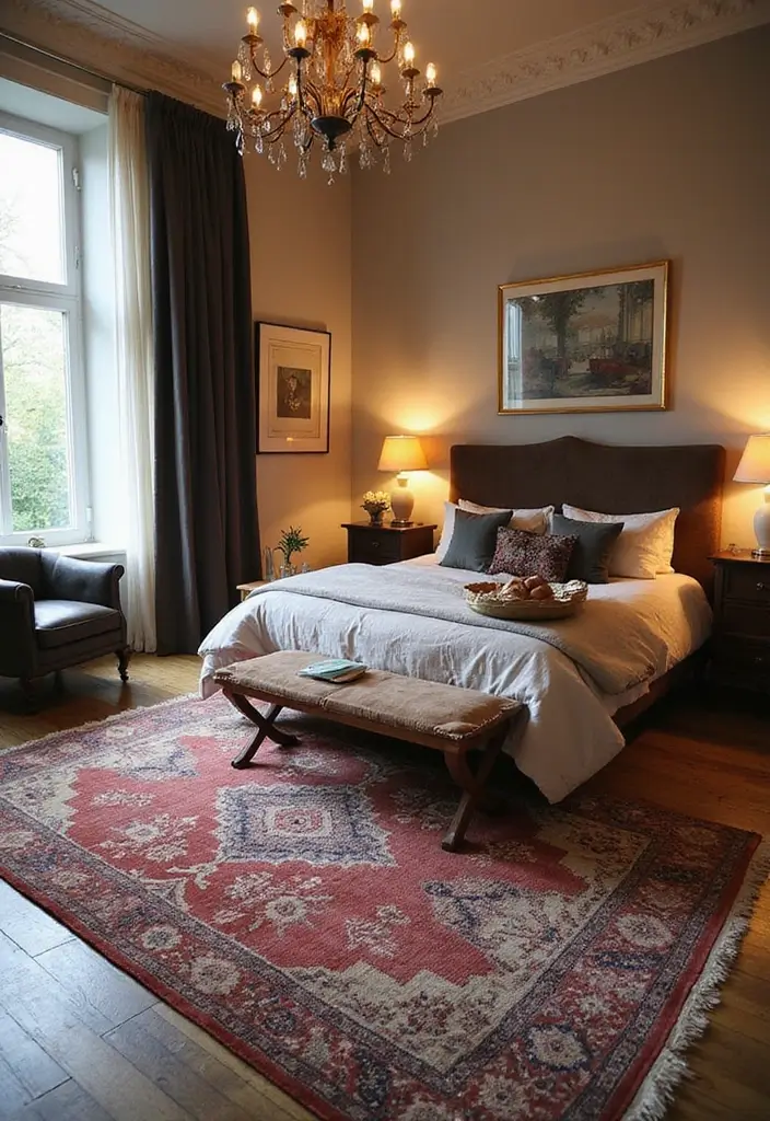 30+ Dreamy Bedroom Rug Ideas for a Cozy Retreat 3 30+ Dreamy Bedroom Rug Ideas for a Cozy Retreat - 3. Vintage Finds: Timeless Appeal