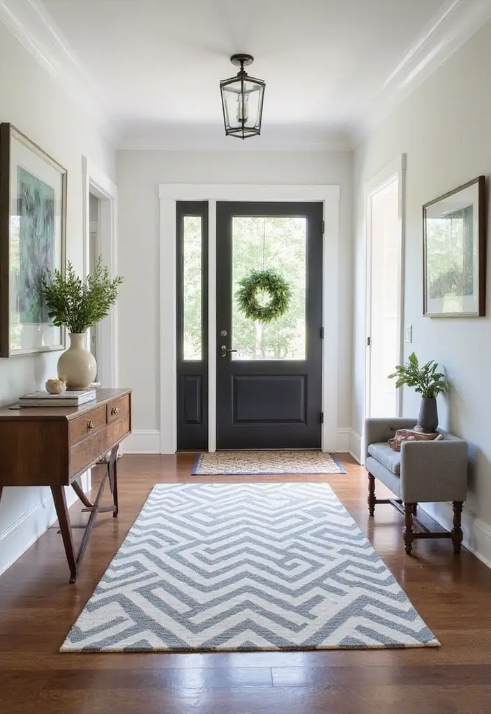 30+ Entryway Rug Ideas Guests Will Notice First - 10. Classic Chevron Patterns