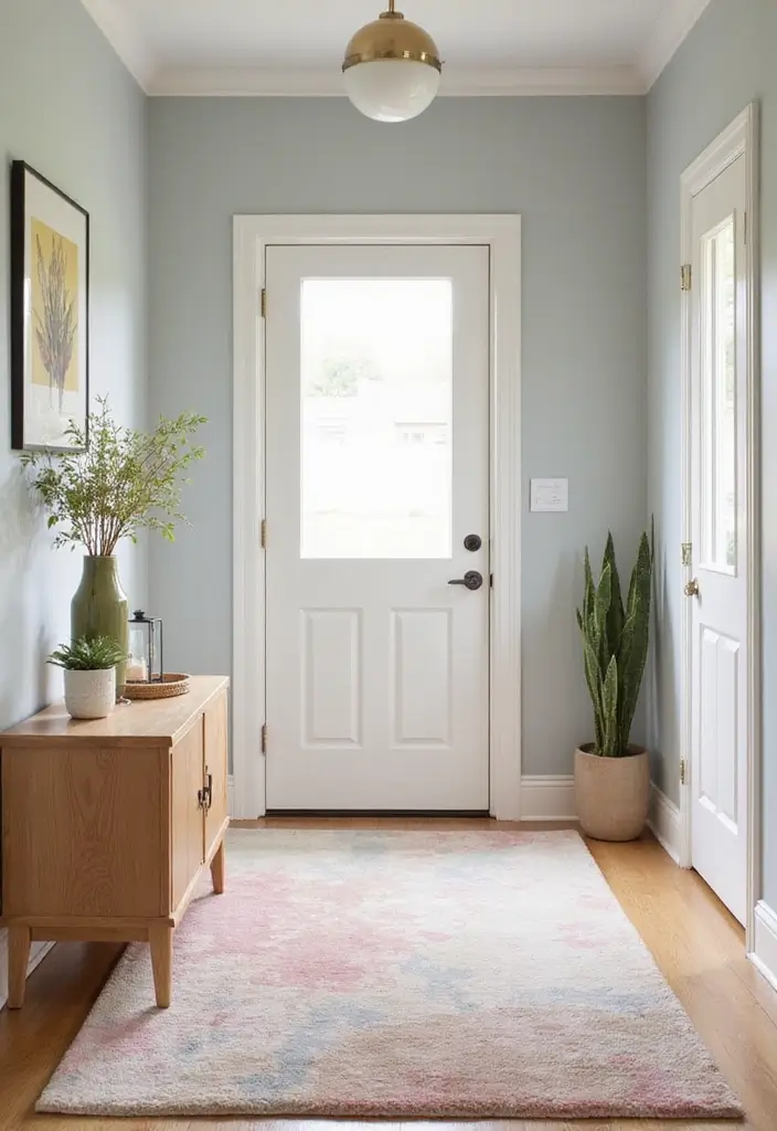 30+ Entryway Rug Ideas Guests Will Notice First - 2. Soft Pastels for a Subtle Touch