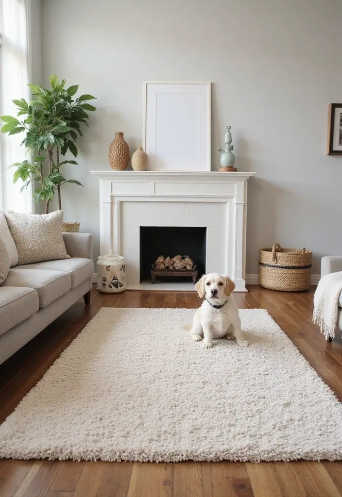 30+ Gorgeous Layered Rug Ideas for Cozy Spaces 17 30+ Gorgeous Layered Rug Ideas for Cozy Spaces - 17. Layering for Pets