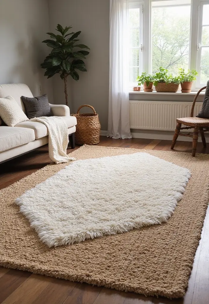 30+ Gorgeous Layered Rug Ideas for Cozy Spaces 6 30+ Gorgeous Layered Rug Ideas for Cozy Spaces - 6. Cozy Underfoot Textures