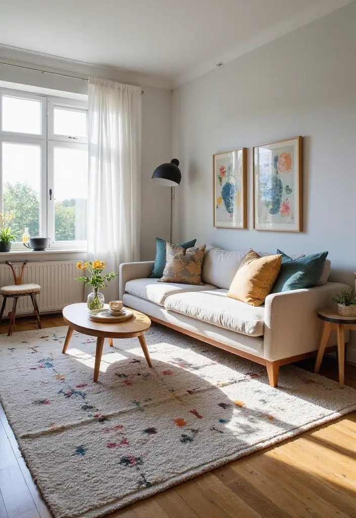 30+ Gorgeous Layered Rug Ideas for Cozy Spaces 9 30+ Gorgeous Layered Rug Ideas for Cozy Spaces - 9. Artistic Flair