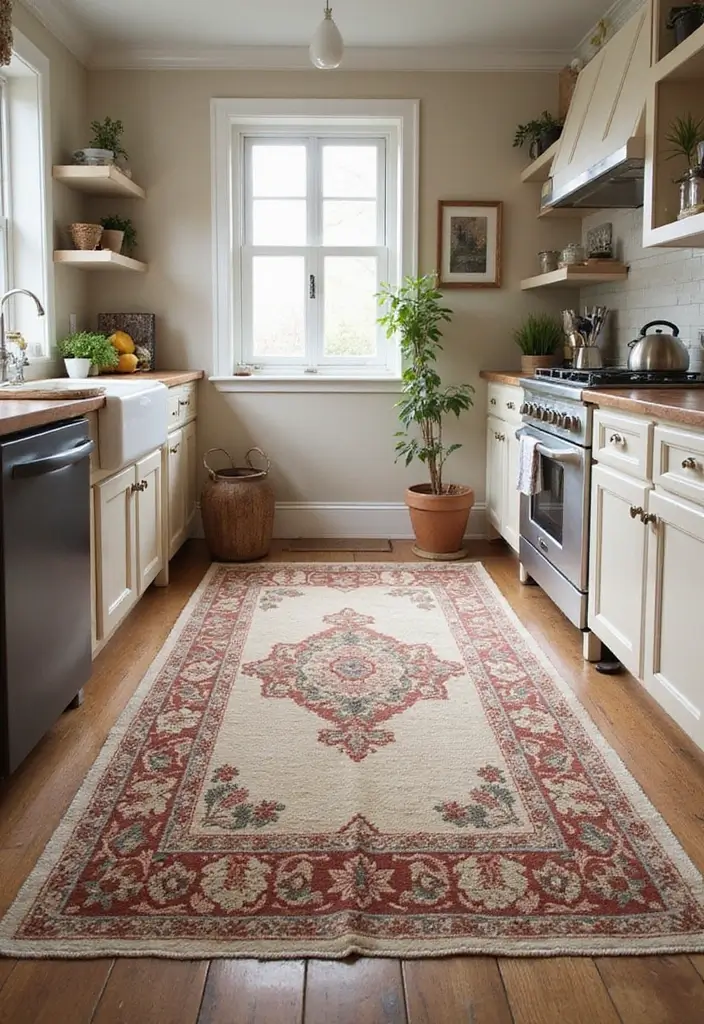 30 Kitchen Rug Ideas You’ll Wish You Tried Sooner - 15. Farmhouse Style Rugs