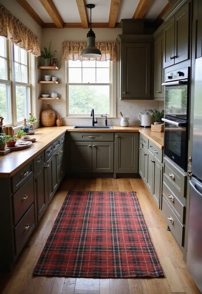 30 Kitchen Rug Ideas You’ll Wish You Tried Sooner - 18. Rustic Plaid Rugs
