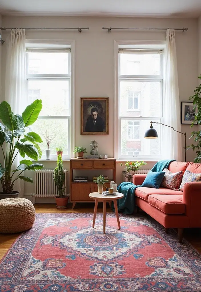 30+ Living Room Rug Ideas That Transform Your Space 12 30+ Living Room Rug Ideas That Transform Your Space - 12. Eco-Friendly Printed Fabrics
