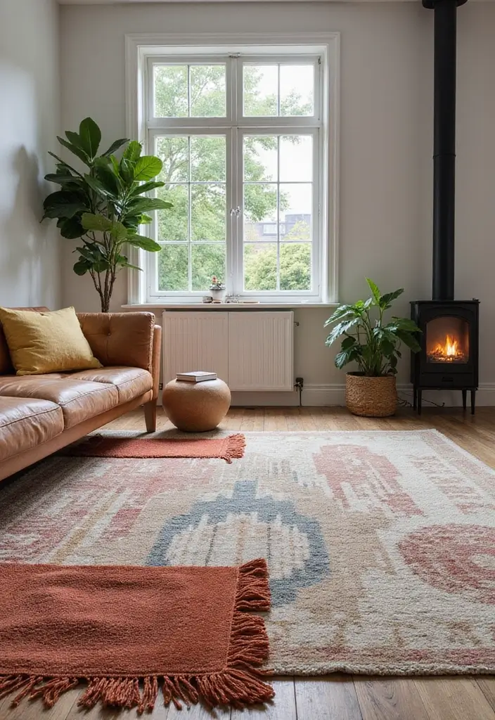 30+ Living Room Rug Ideas That Transform Your Space 22 30+ Living Room Rug Ideas That Transform Your Space - 22. Layered Textures
