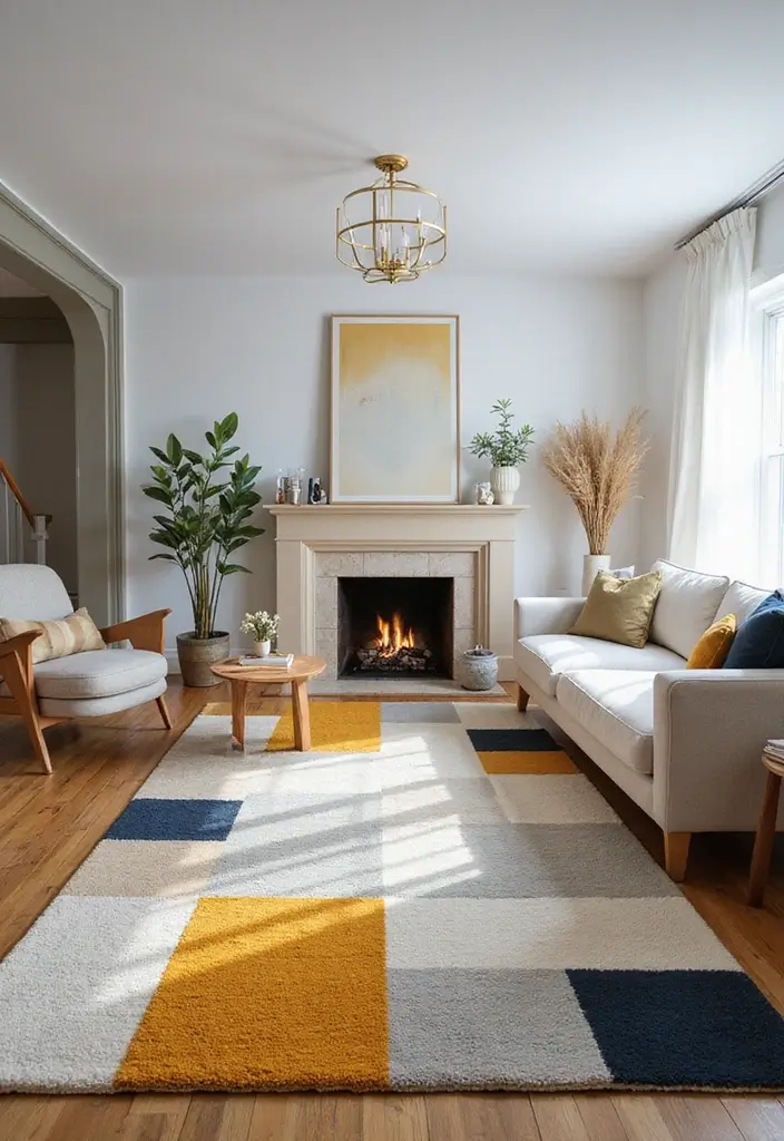 30+ Living Room Rug Ideas That Transform Your Space 6 30+ Living Room Rug Ideas That Transform Your Space - 6. Bold Geometric Patterns
