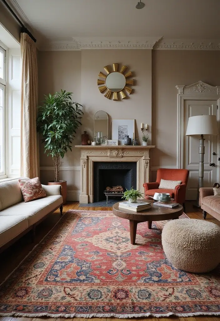 30+ Living Room Rug Ideas That Transform Your Space 8 30+ Living Room Rug Ideas That Transform Your Space - 8. Vintage Revival