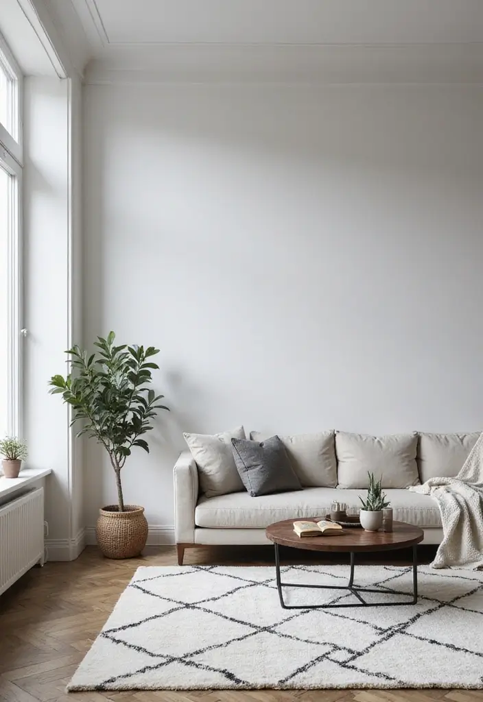 30+ Living Room Rug Ideas That Transform Your Space 9 30+ Living Room Rug Ideas That Transform Your Space - 9. Minimalist Monochrome