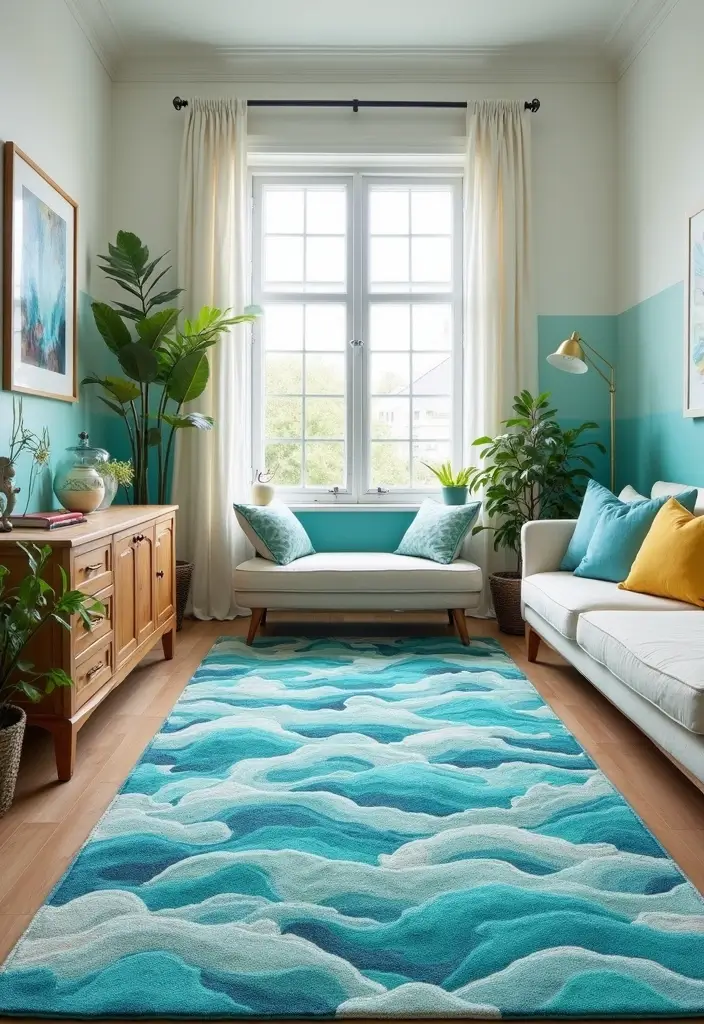 30 Rugs That Go Perfectly With Sea Salt Paint - 10. Ocean-Inspired Patterns