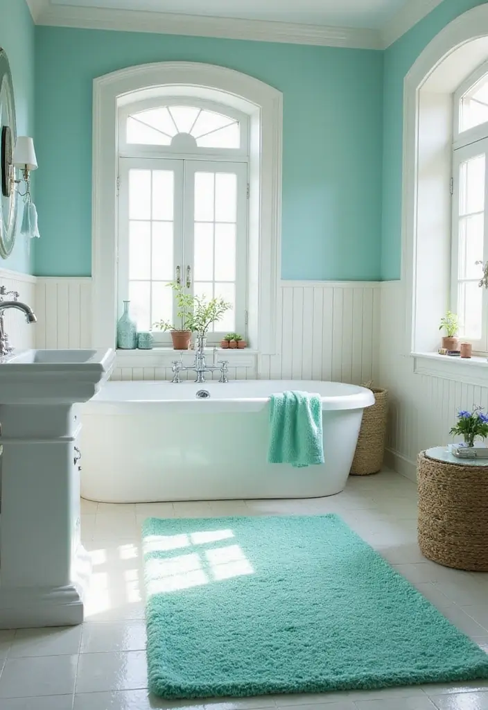 30 Rugs That Go Perfectly With Sea Salt Paint - 22. Cool Mint Hues
