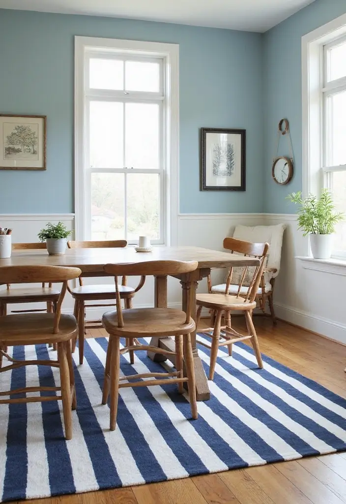 30 Rugs That Go Perfectly With Sea Salt Paint - 3. Nautical Stripe Delight
