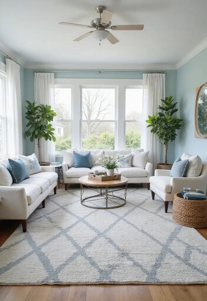 30 Rugs That Go Perfectly With Sea Salt Paint - 4. Subtle Geometric Charm