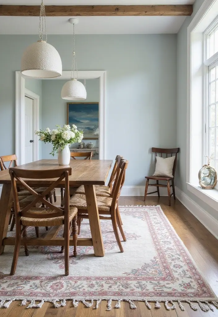 30 Rugs That Go Perfectly With Sea Salt Paint - 5. Coastal Medallion Magic