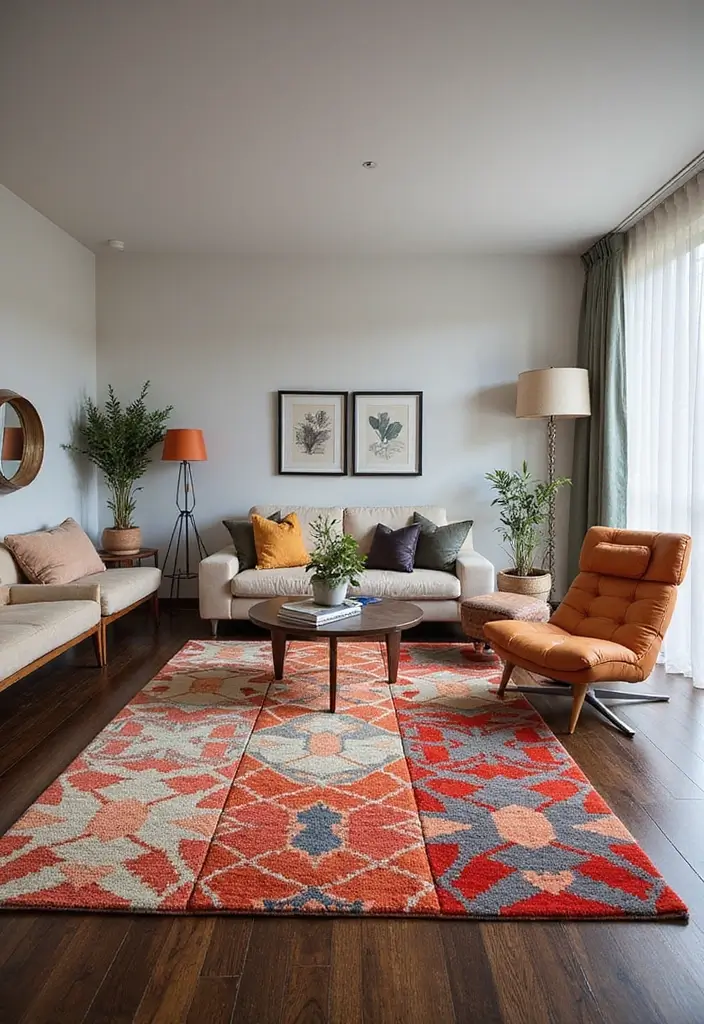 30 Rugs That Look Amazing on Dark Wood Floors - 1. Vibrant Geometric Patterns