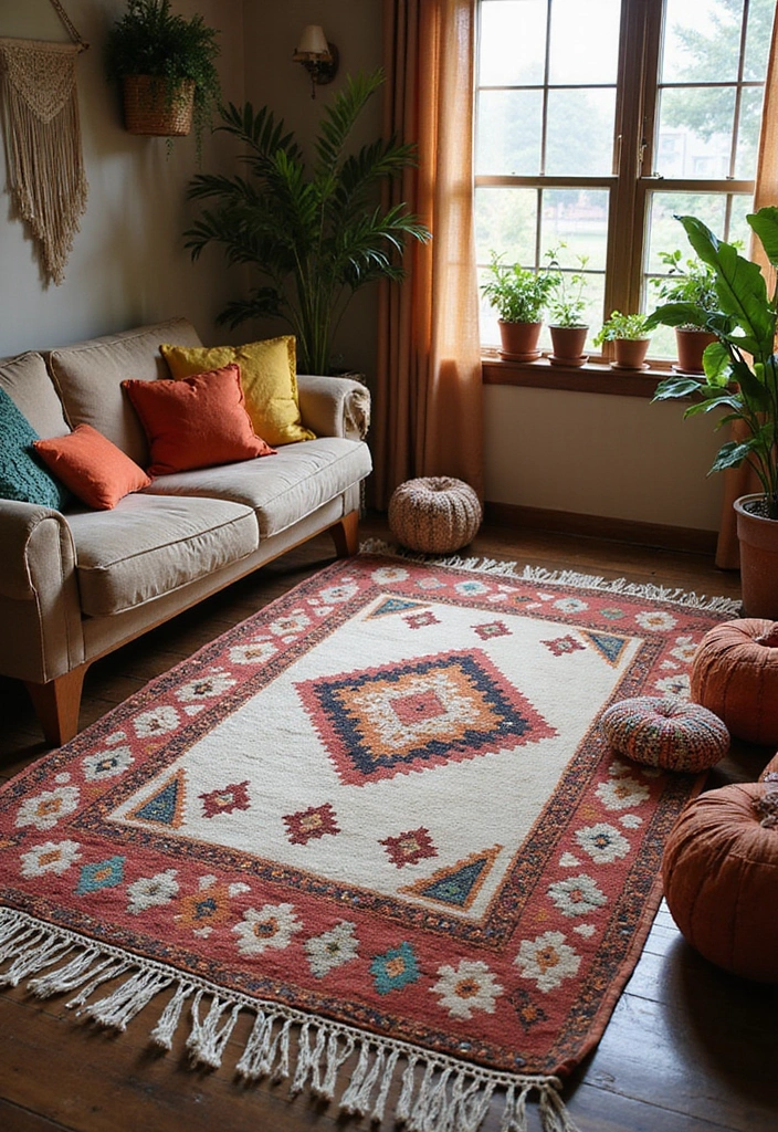 30 Rugs That Look Amazing on Dark Wood Floors - 30. Chic Boho Fringe Rugs