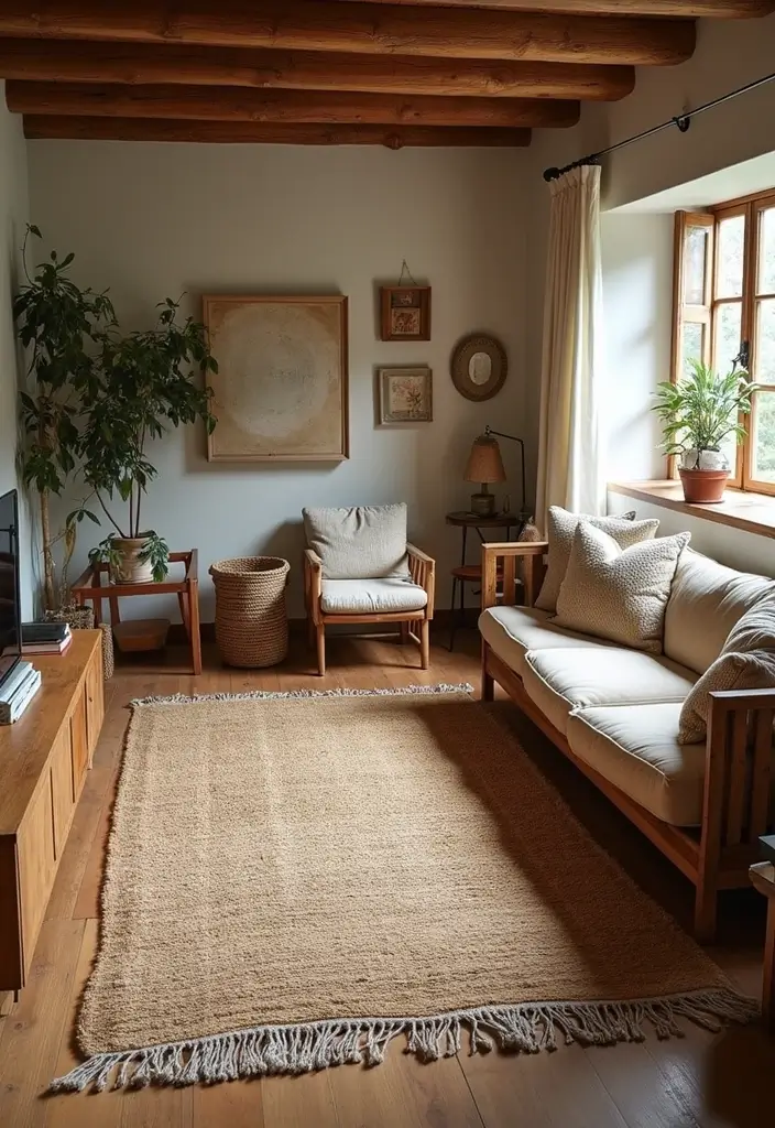 30 Rustic Living Room Rug Ideas for a Cozy Cabin Feel - 26. Natural Area Rugs