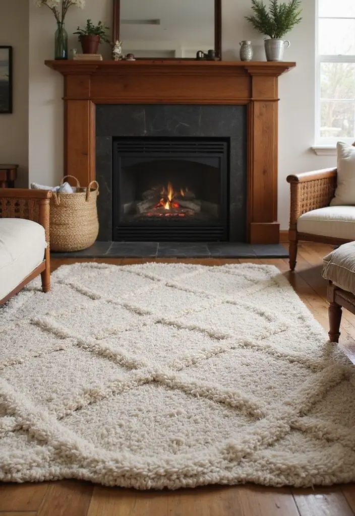 30 Rustic Living Room Rug Ideas for a Cozy Cabin Feel - 4. Chunky Knit Rugs