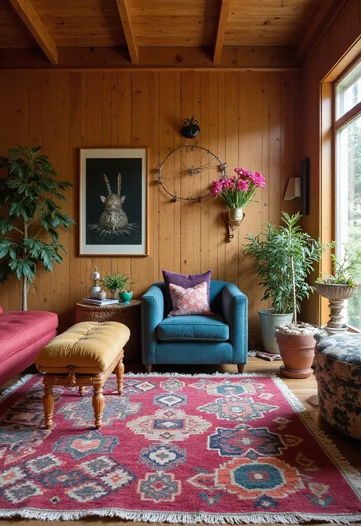 30 Rustic Living Room Rug Ideas for a Cozy Cabin Feel - 5. Vintage Kilim Rugs
