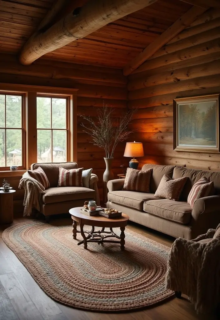 30 Rustic Living Room Rug Ideas for a Cozy Cabin Feel - 9. Braided Rugs